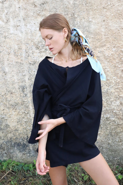 Organic French Terry Kimono Short Robe - Makara wear