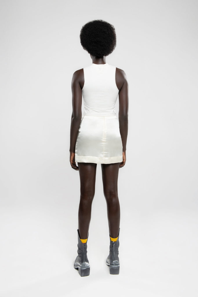 Ivy Pearl White Silk Mini Skirt - Makara wear