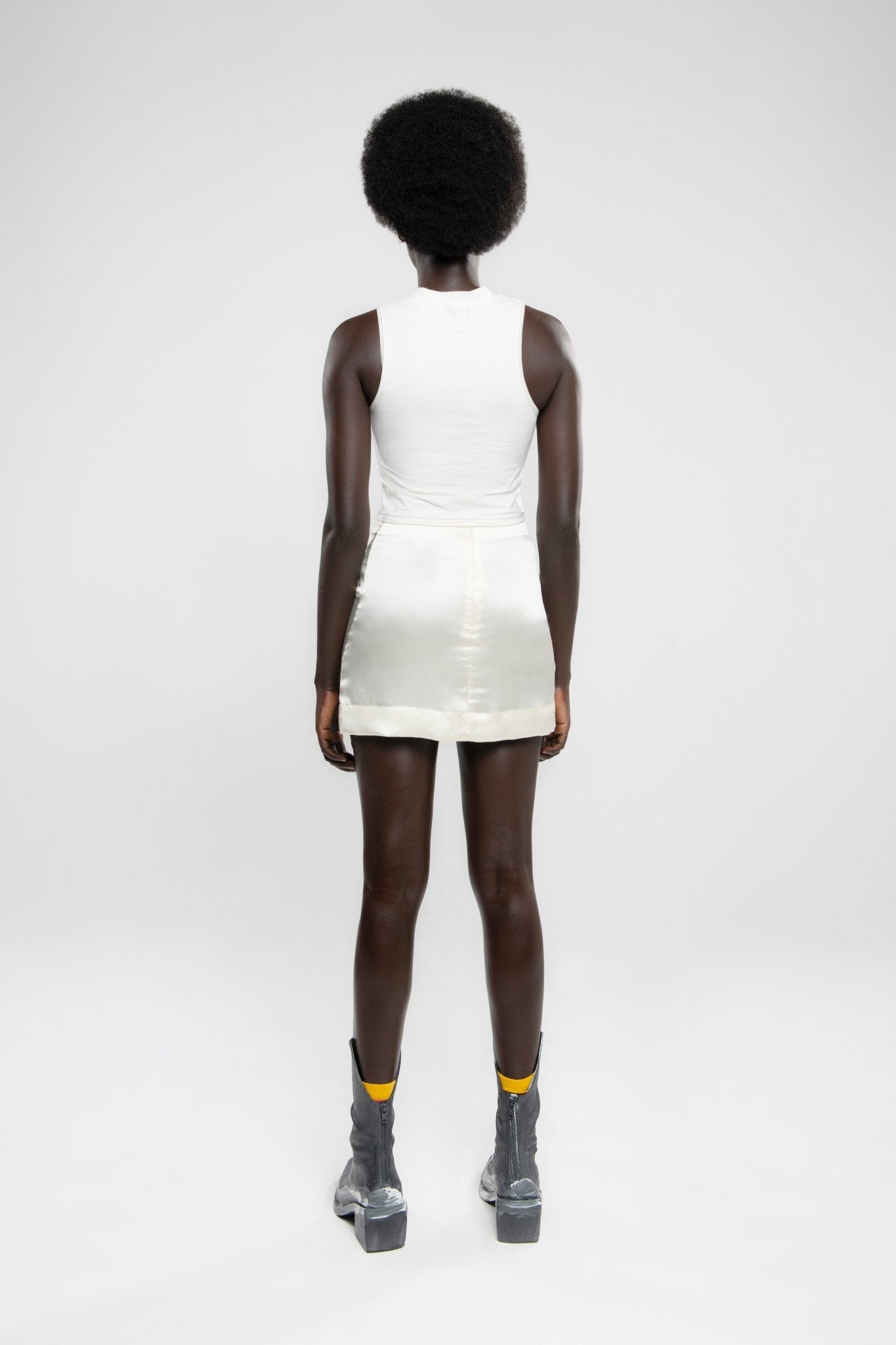 Ivy Pearl White Silk Mini Skirt - Makara wear