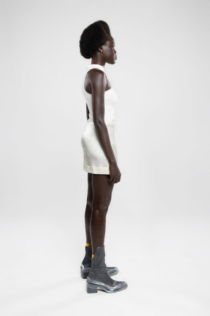 Ivy Pearl White Silk Mini Skirt - Makara wear