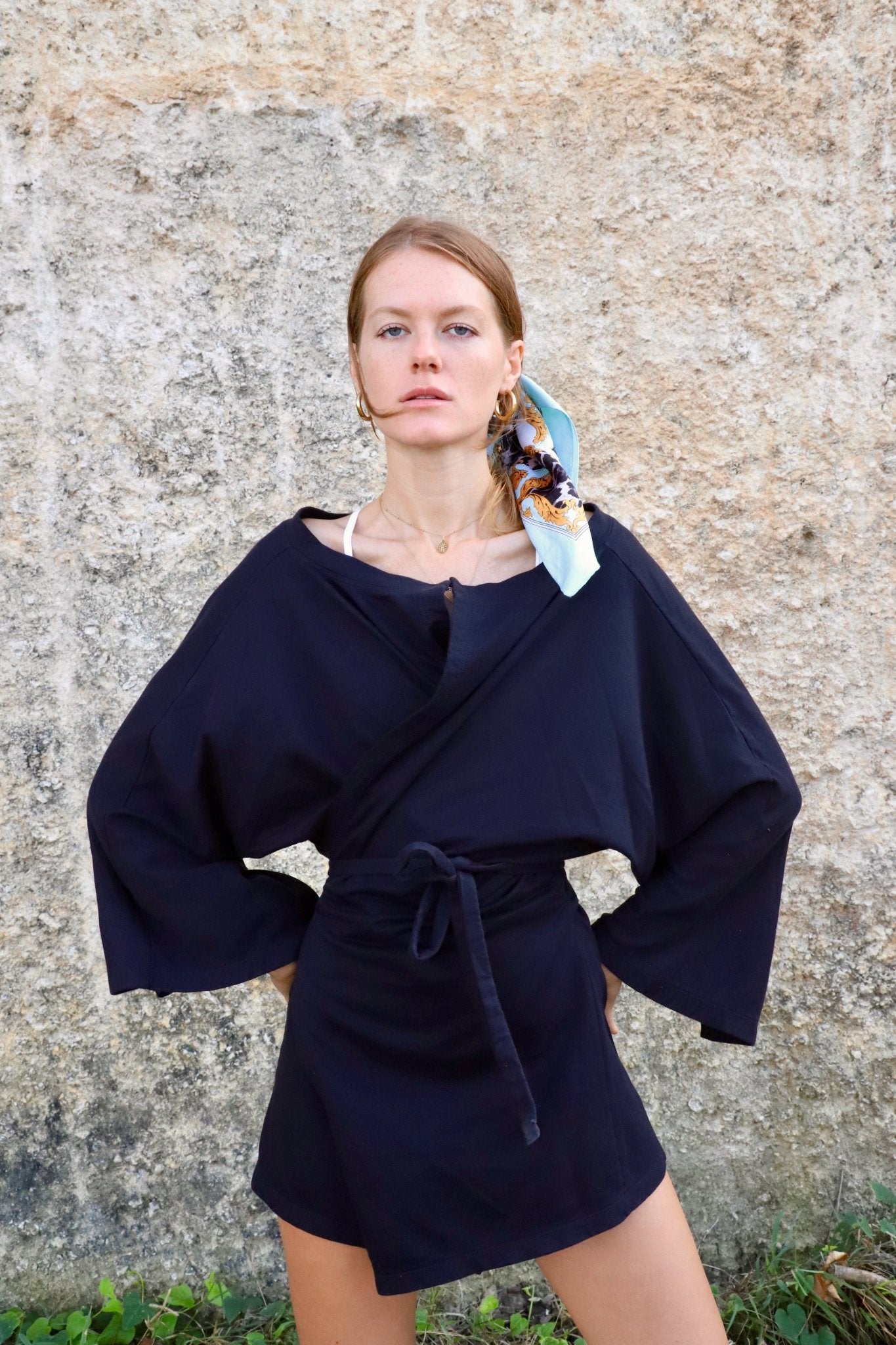 Organic French Terry Kimono Short Robe - Makara wear