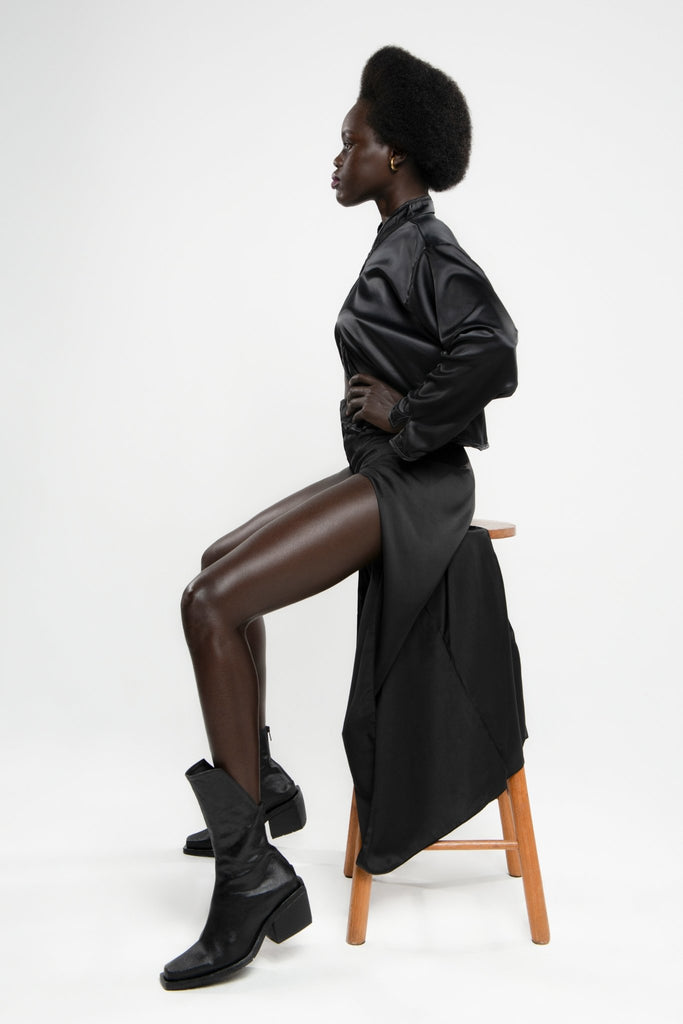 Upcycled Black Satin Melrose Pants - Makara wear