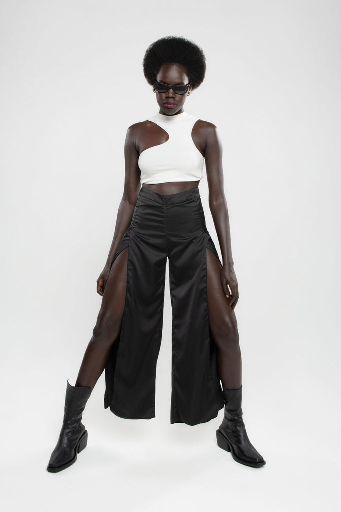 Upcycled Black Silk Melrose Pants - Makara wear