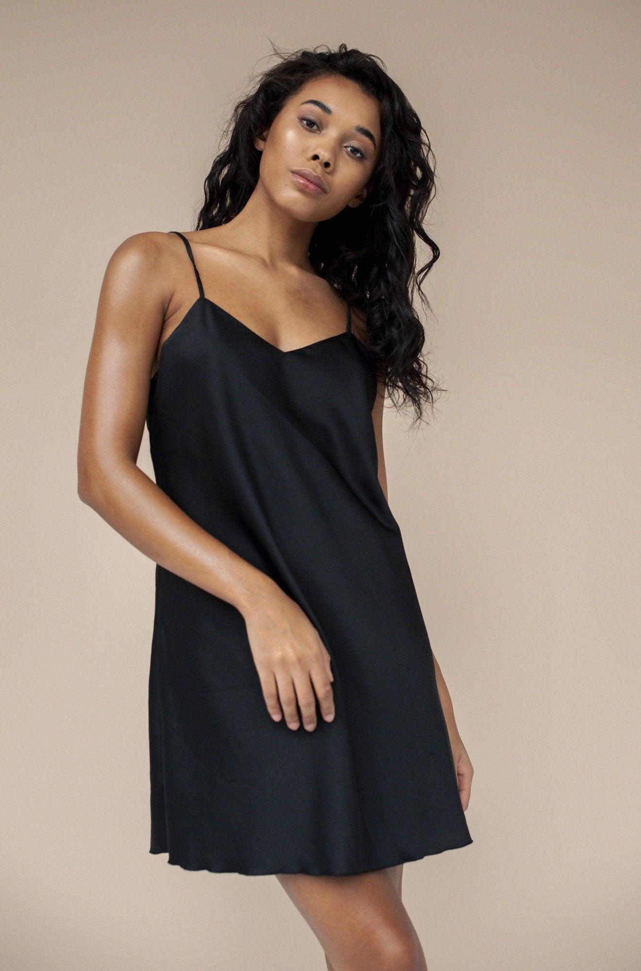 Upcycled Black Slip Dress - Makara wear