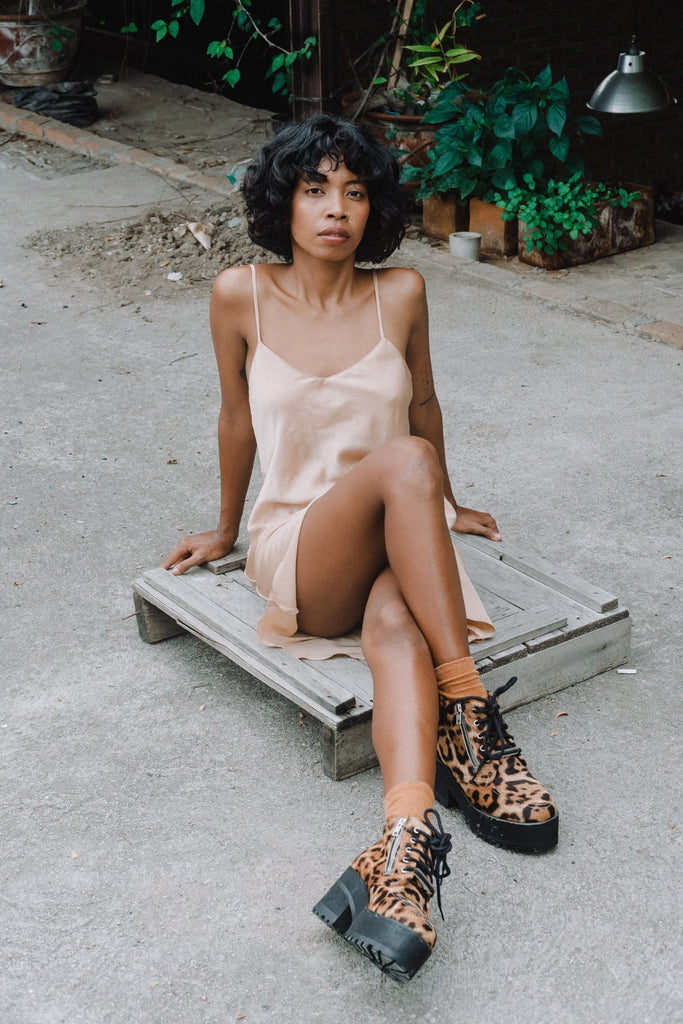 Upcycled Creme Nude Slip Dress - Makara wear