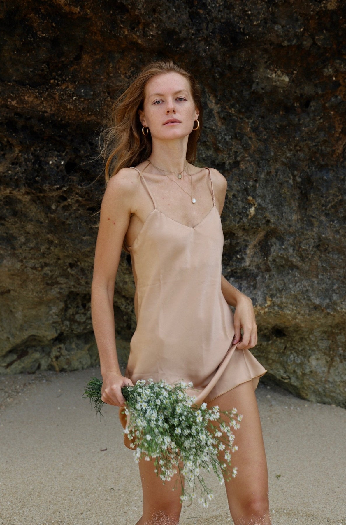 Upcycled Creme Nude Slip Dress Makara wear Upcycled Creme Nude Slip Dress Makara wear