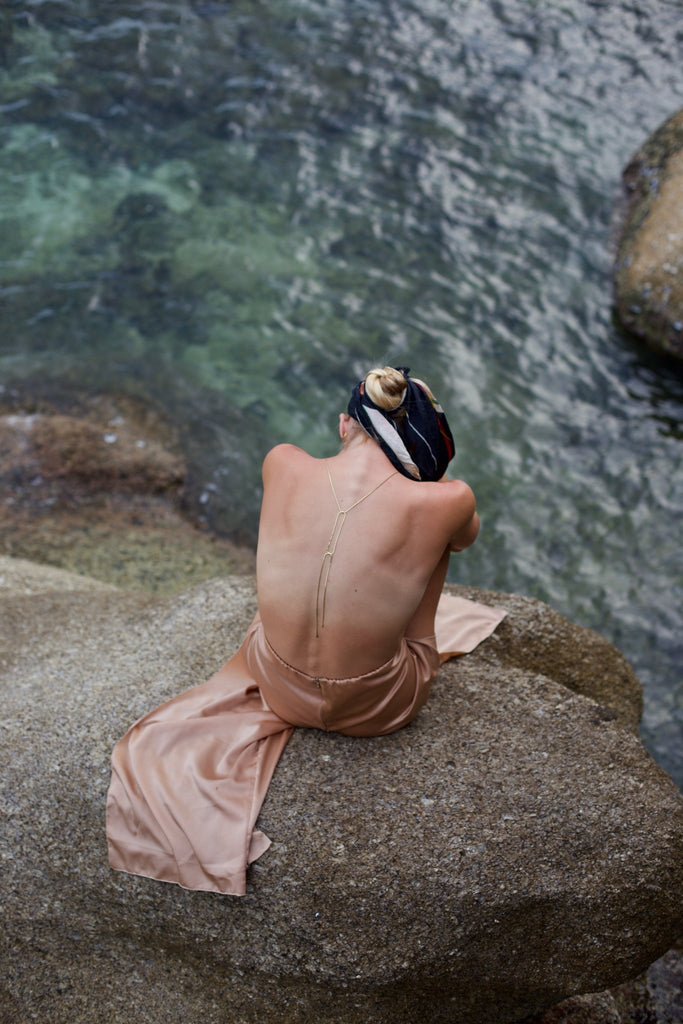 Upcycled Nude Satin Melrose Pants - Makara wear